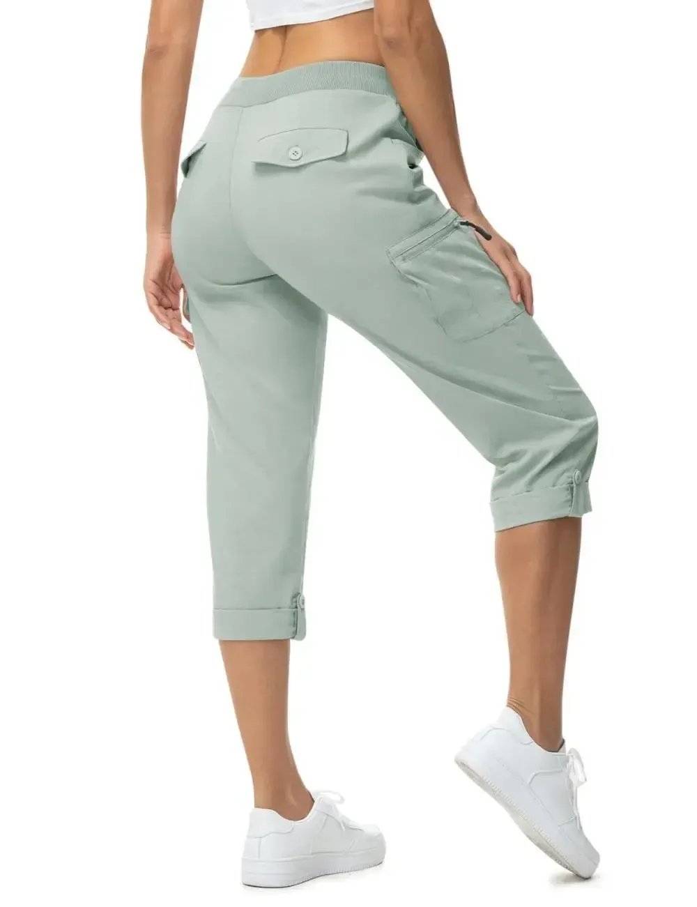 🔥Last day promotion🔥Womens Cargo Capris Lightweight Hiking Pants Shorts Cropped Cotton