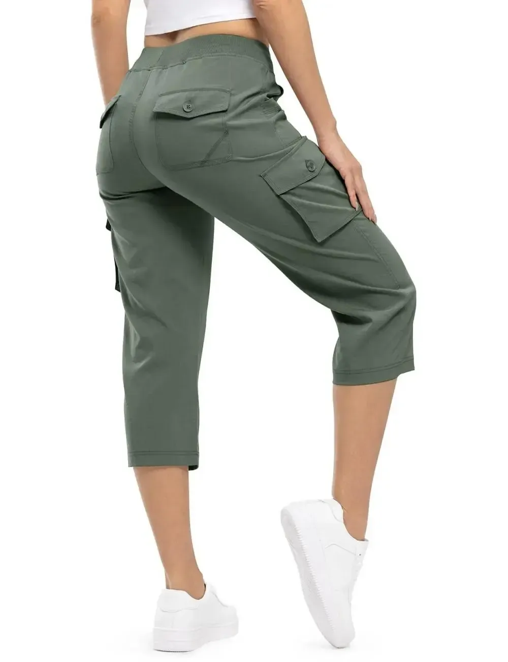 🔥Last day promotion🔥Womens Cargo Capris Lightweight Hiking Pants Shorts Cropped Cotton