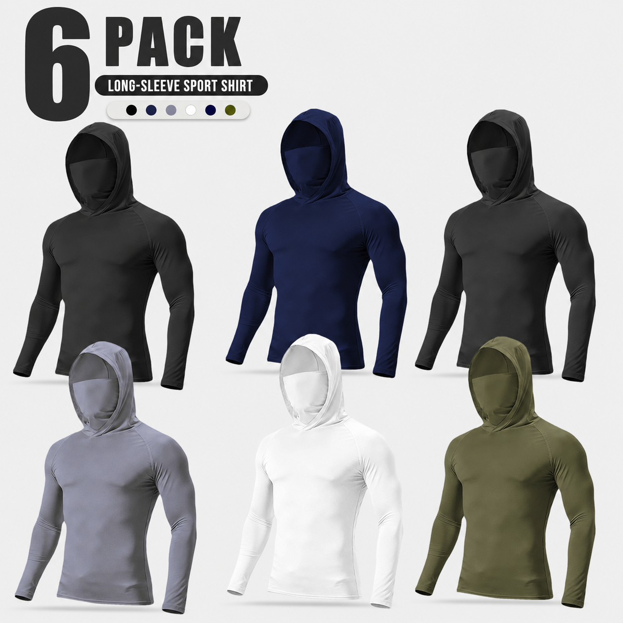 Casual Hooded Pullover 6-Piece Set – Lightweight & Breathable, UPF Sun Protection, Machine Washable