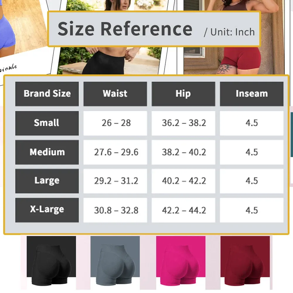 Women Workout Seamless Scrunch Butt Lifting Shorts Tummy Control Gym Yoga Shorts