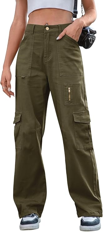 Women's cargo pants, casual trousers, elastic waistband