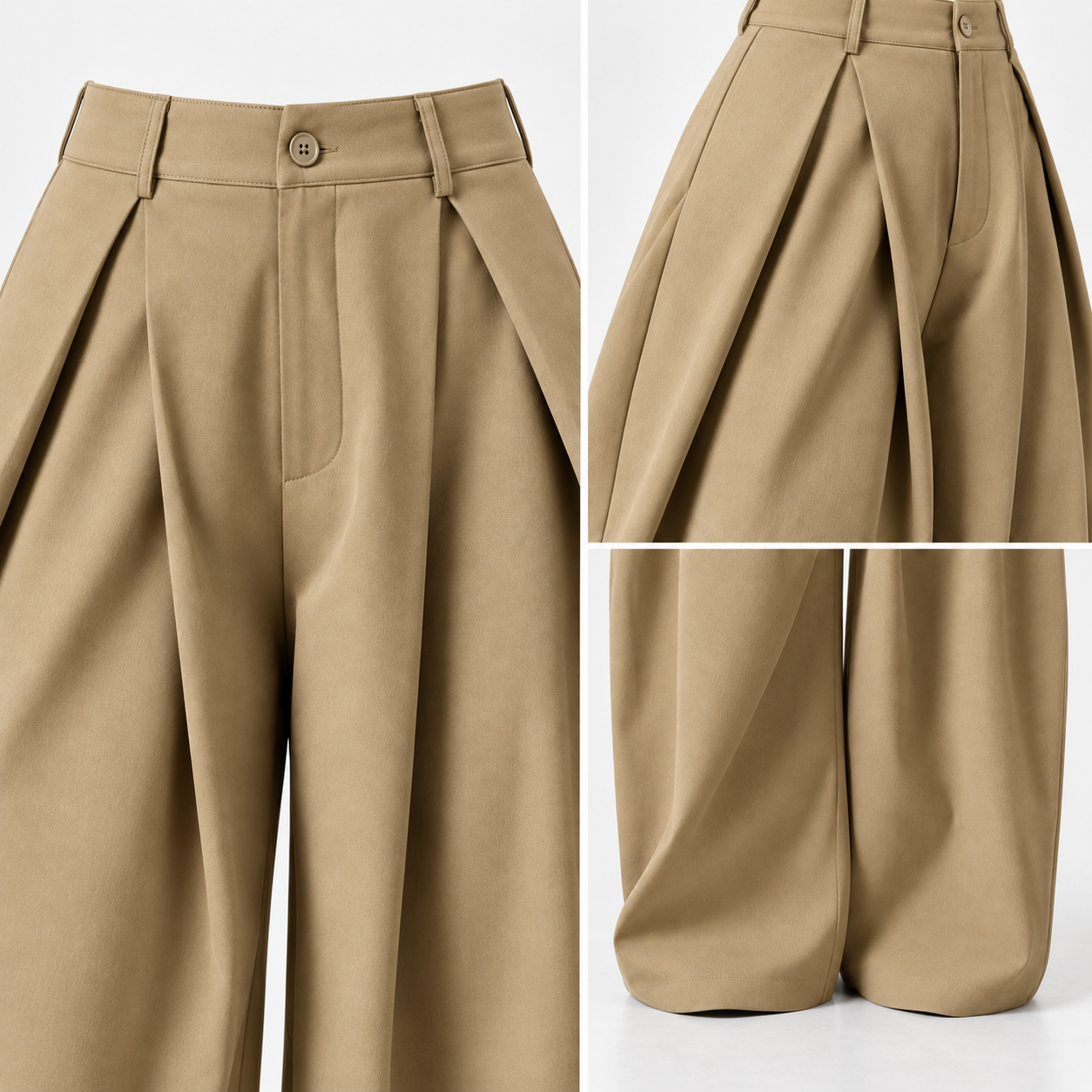 Women's vintage-style, loose-fit, wide-leg street-style trousers with an elastic waistband