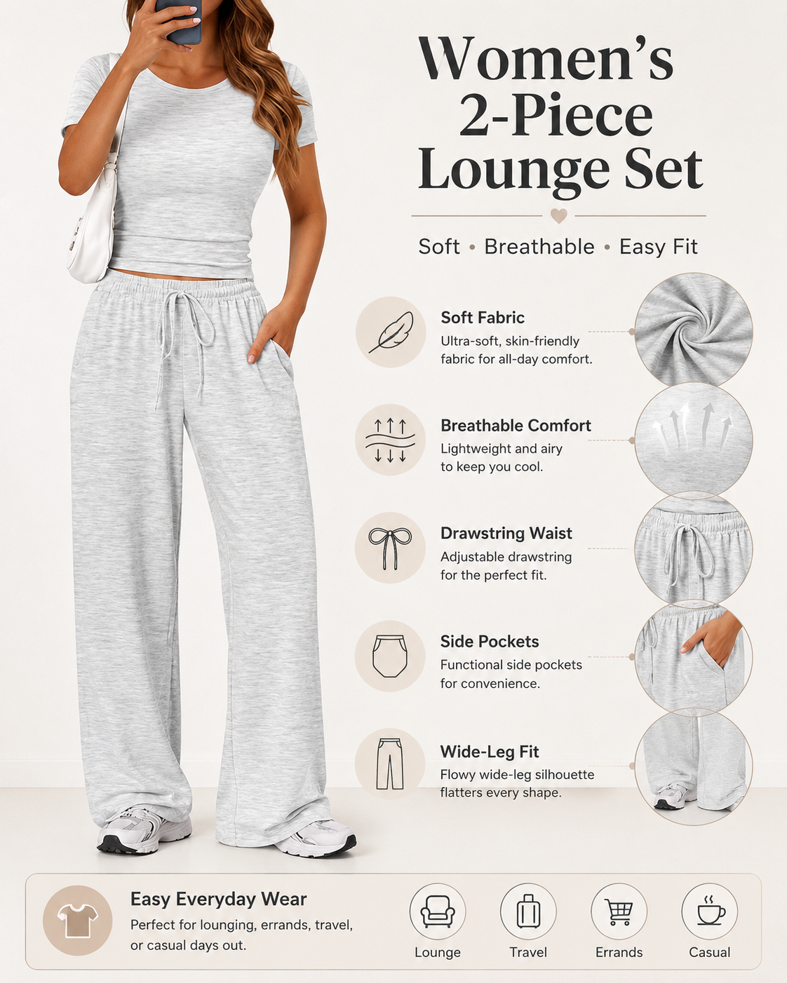 2-piece lounge set overview and pocket detail