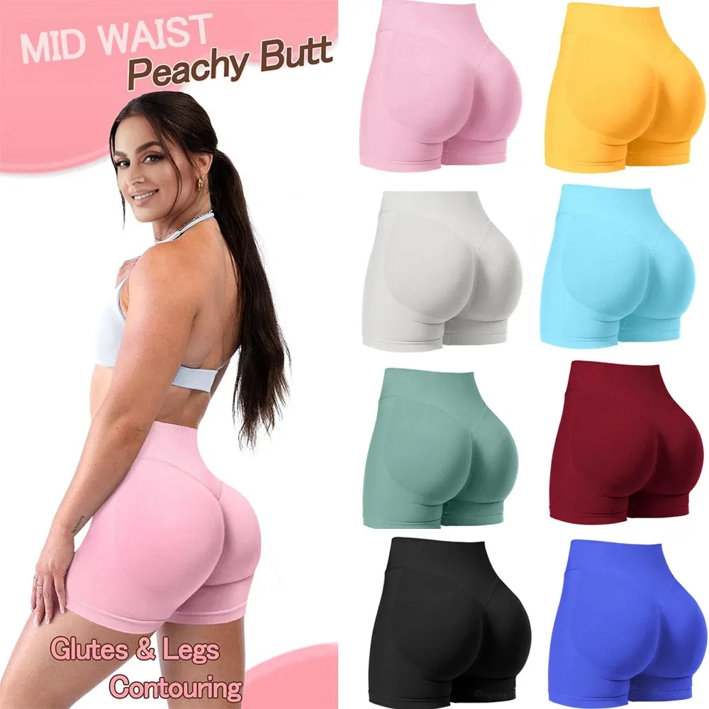 Women Workout Seamless Scrunch Butt Lifting Shorts Tummy Control Gym Yoga Shorts