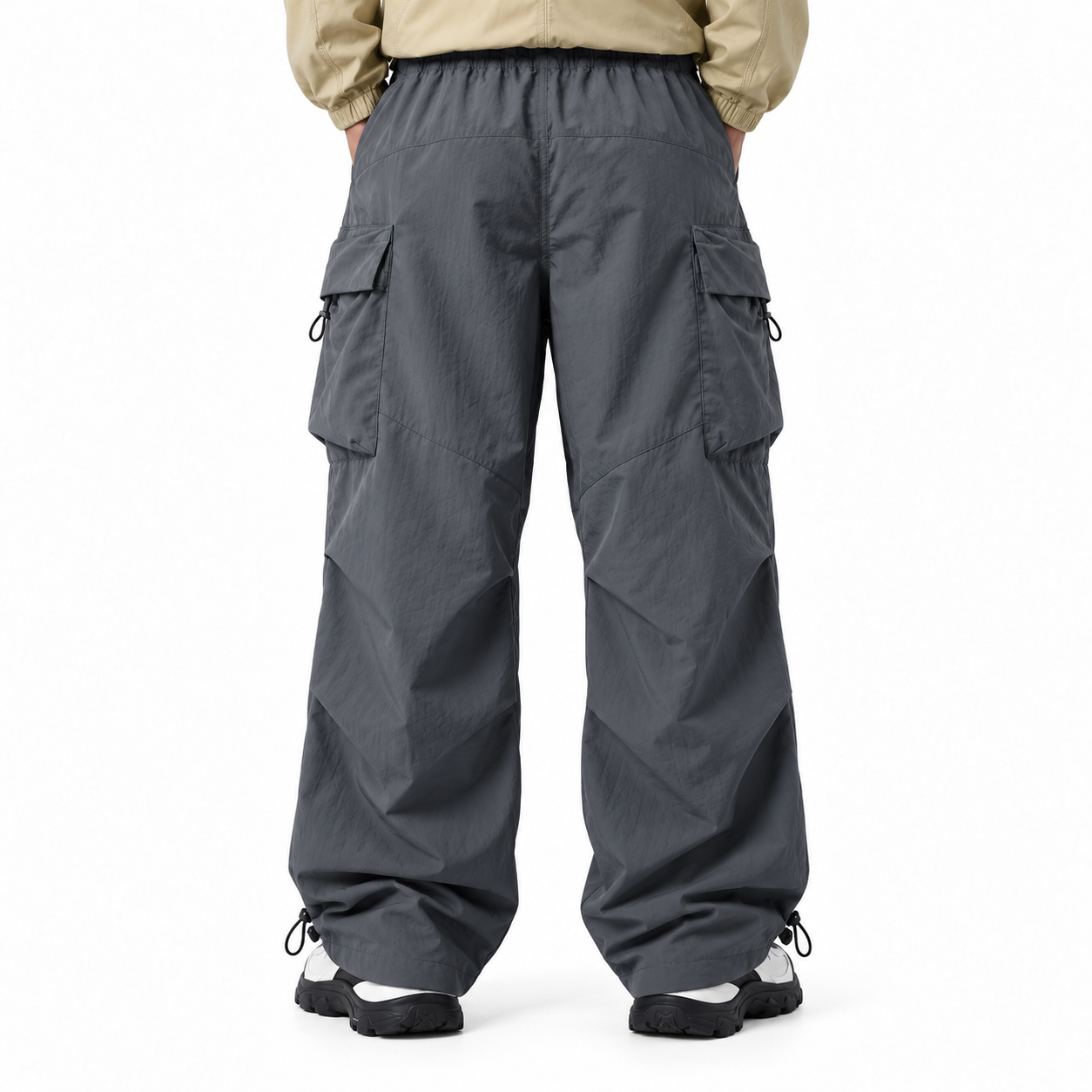 Men’s loose-fit cargo pants, hiking trousers with an elastic waistband and multiple pockets