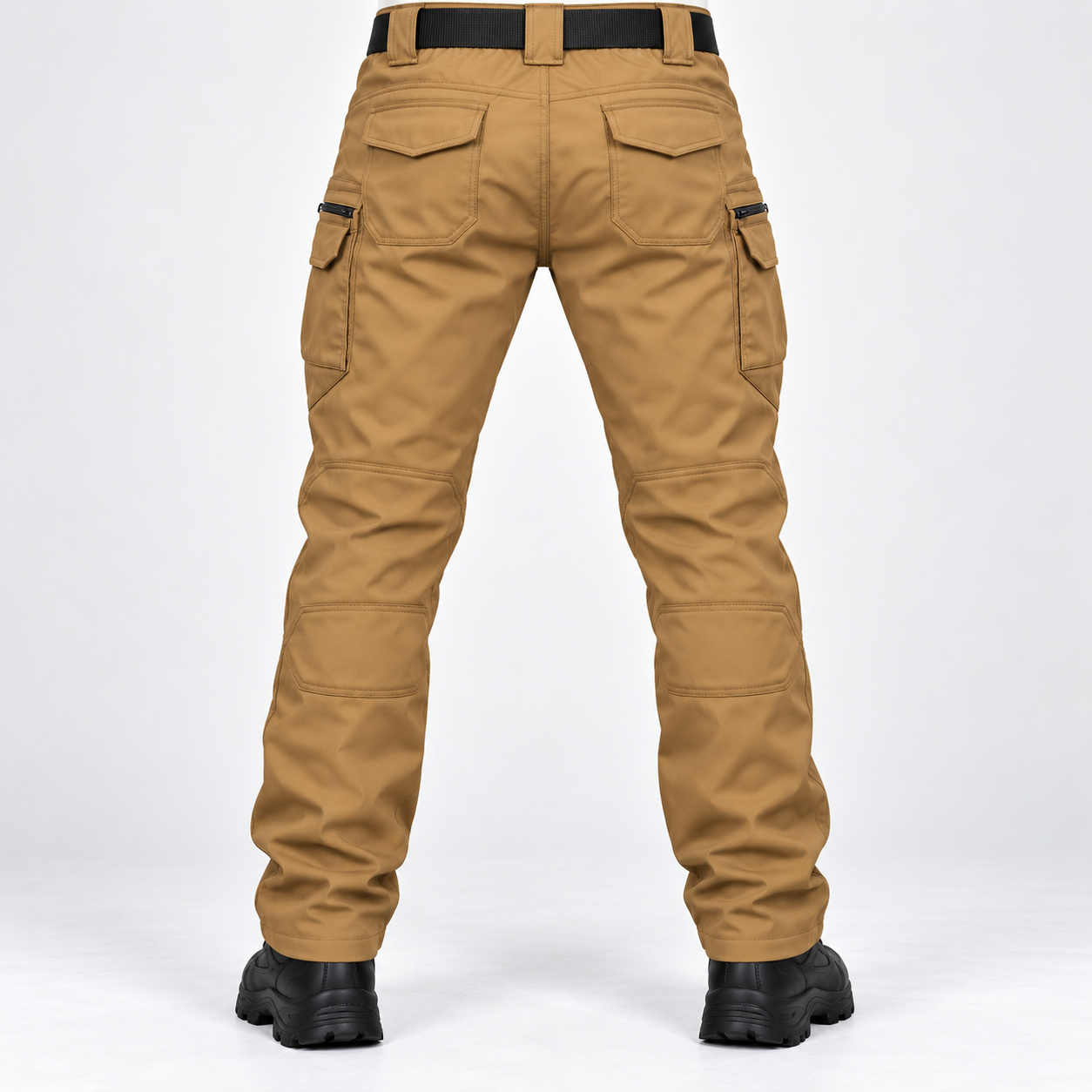 Men's fleece-lined tactical cargo pants—windproof, warm, multi-pocket work trousers