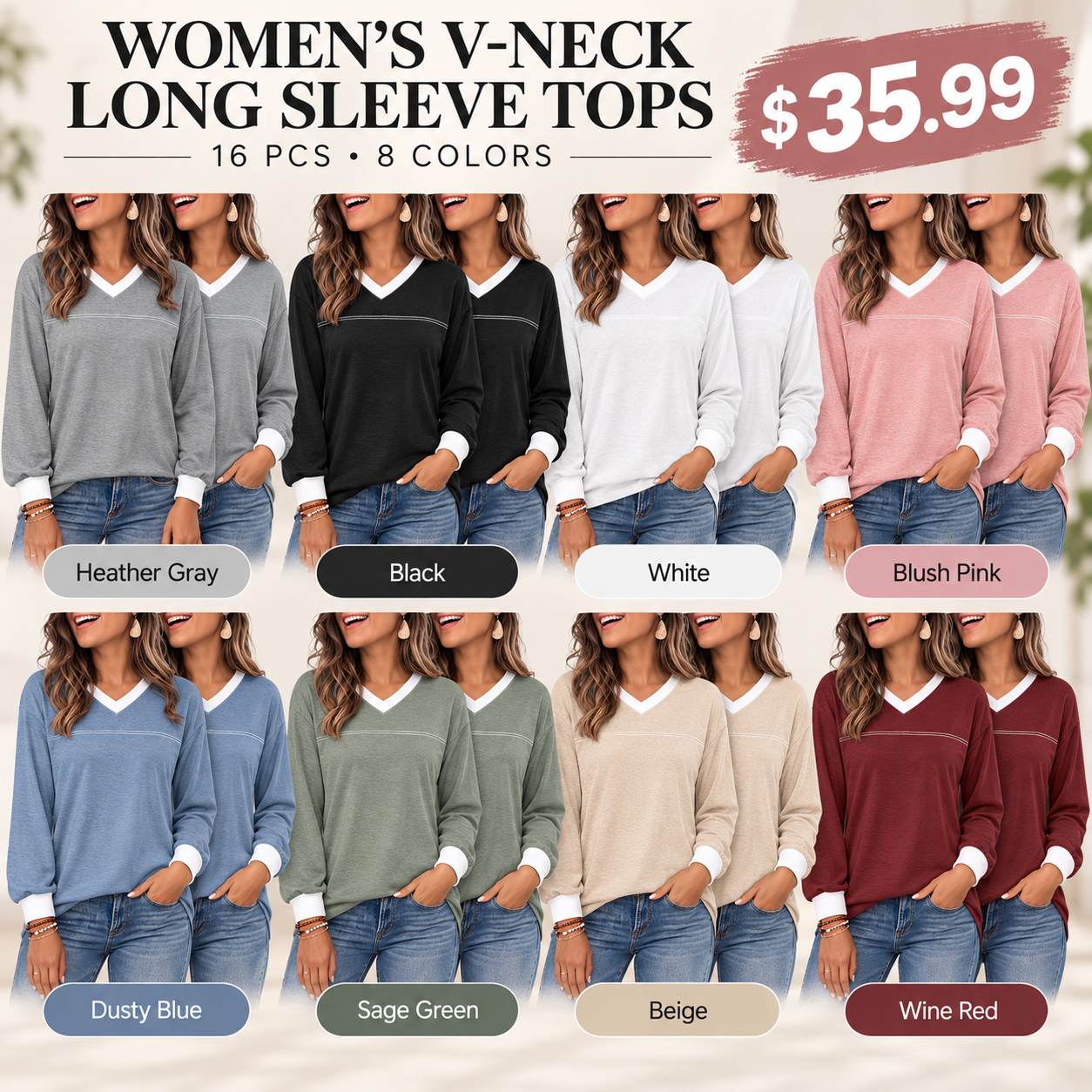 Women's Loose Long-Sleeve Shirt – Autumn 2026 Top / Basic T-Shirt