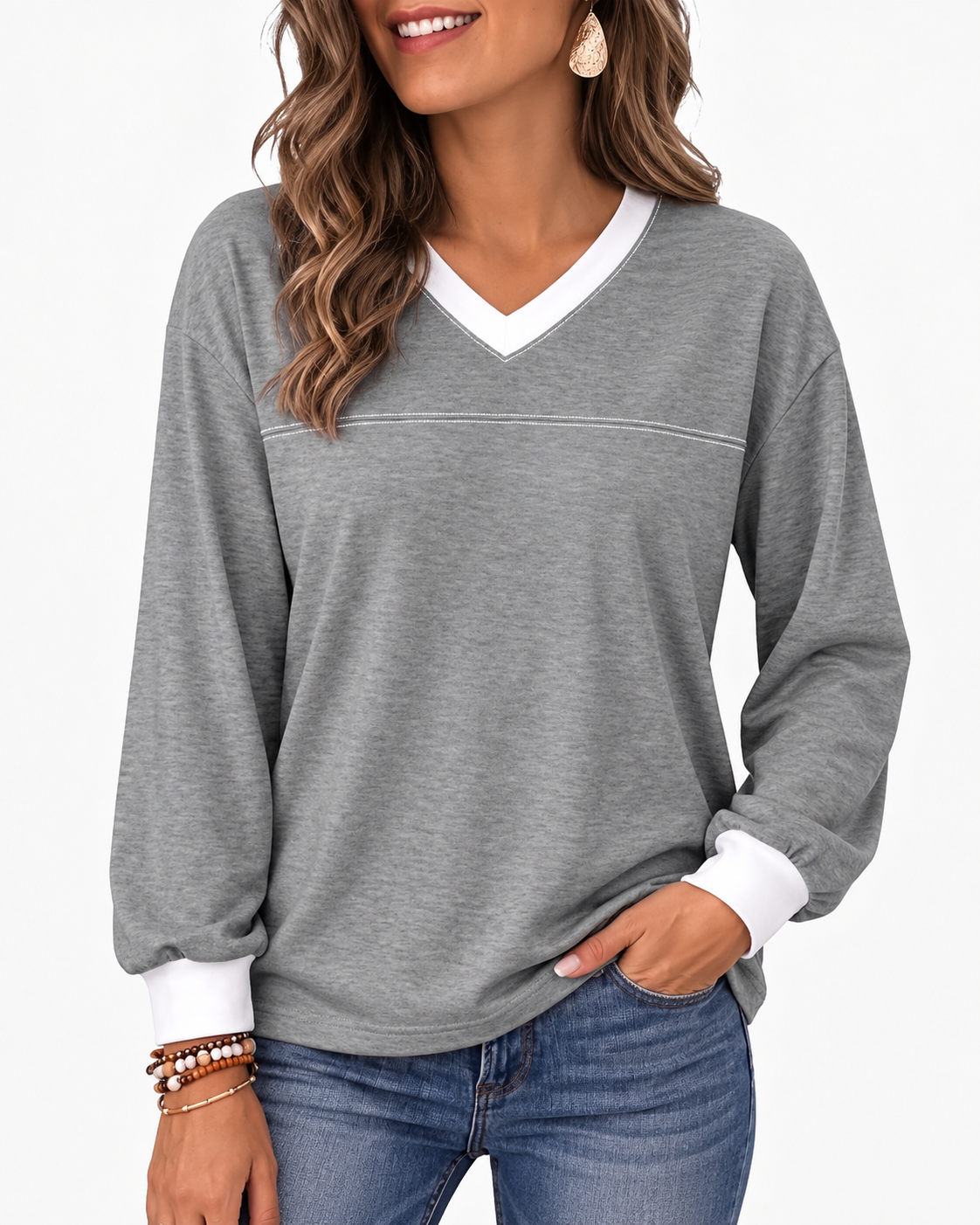 Women's Loose Long-Sleeve Shirt – Autumn 2026 Top / Basic T-Shirt