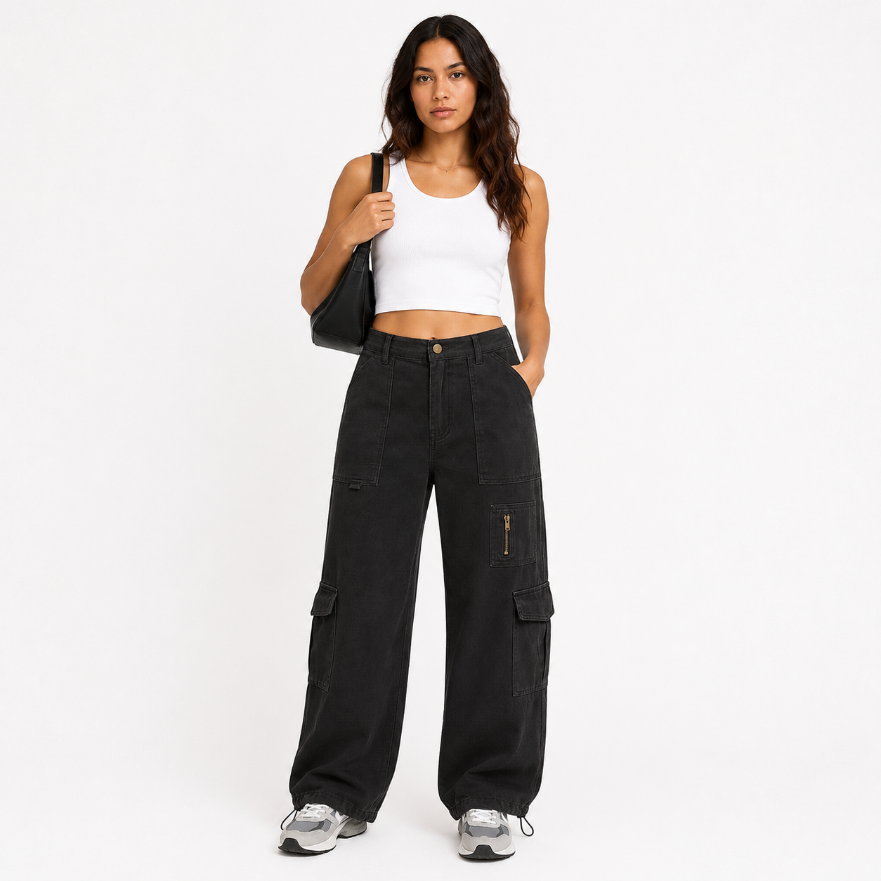 Women's cargo pants, casual trousers, elastic waistband