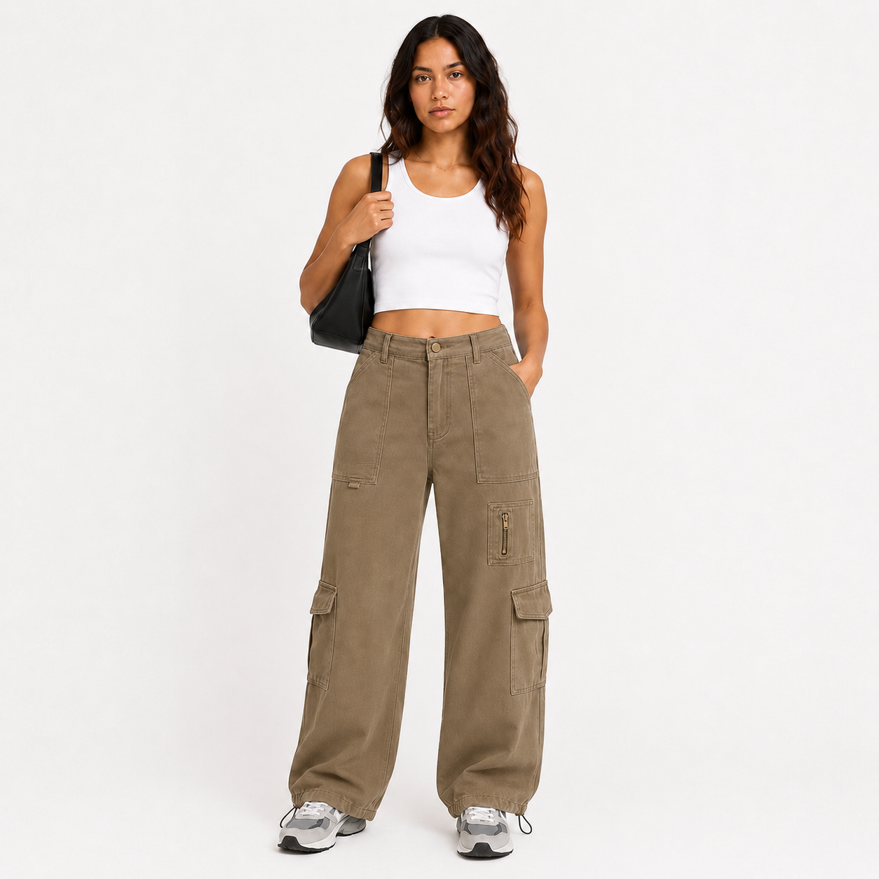 Women's cargo pants, casual trousers, elastic waistband