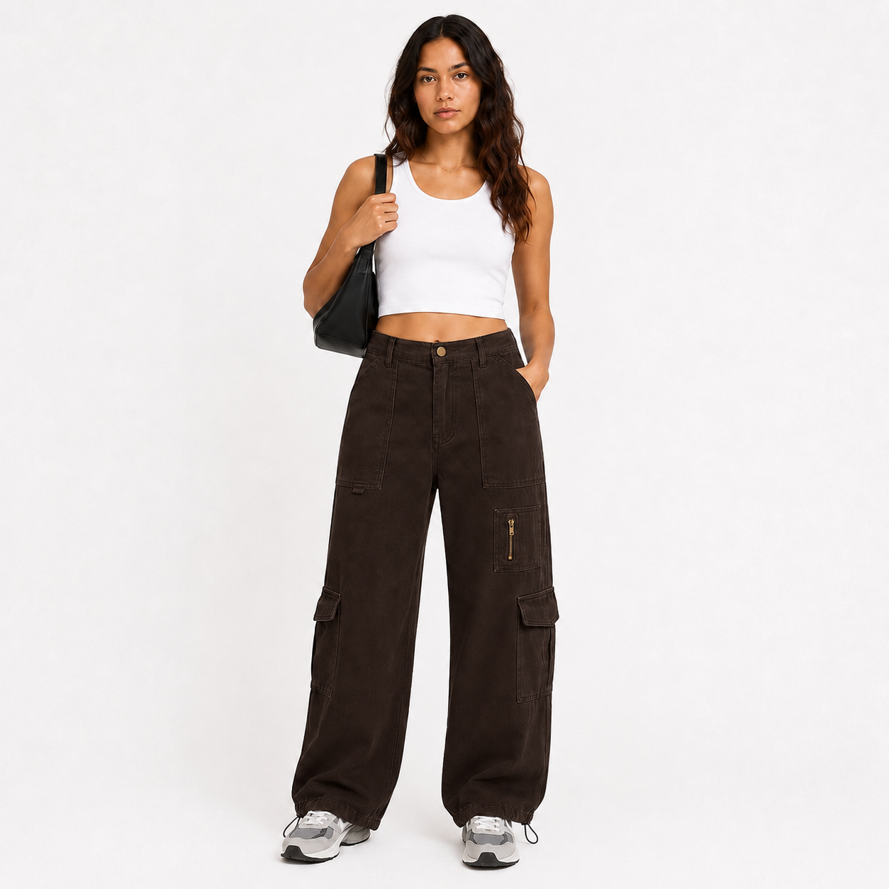 Women's cargo pants, casual trousers, elastic waistband