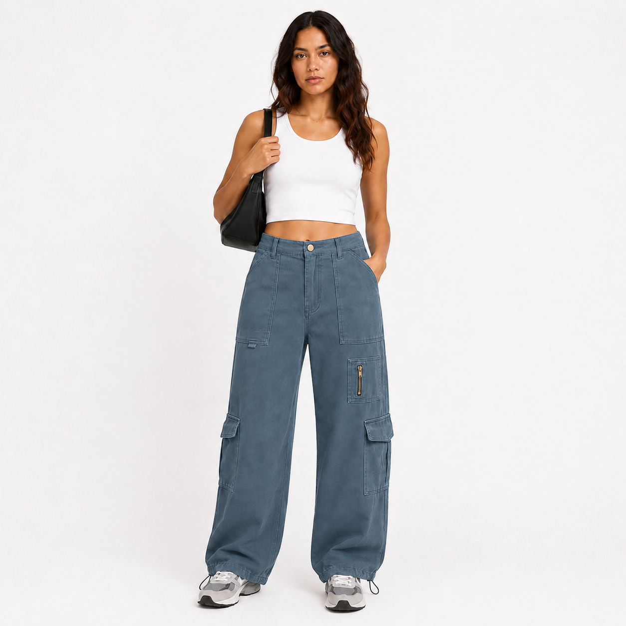 Women's cargo pants, casual trousers, elastic waistband