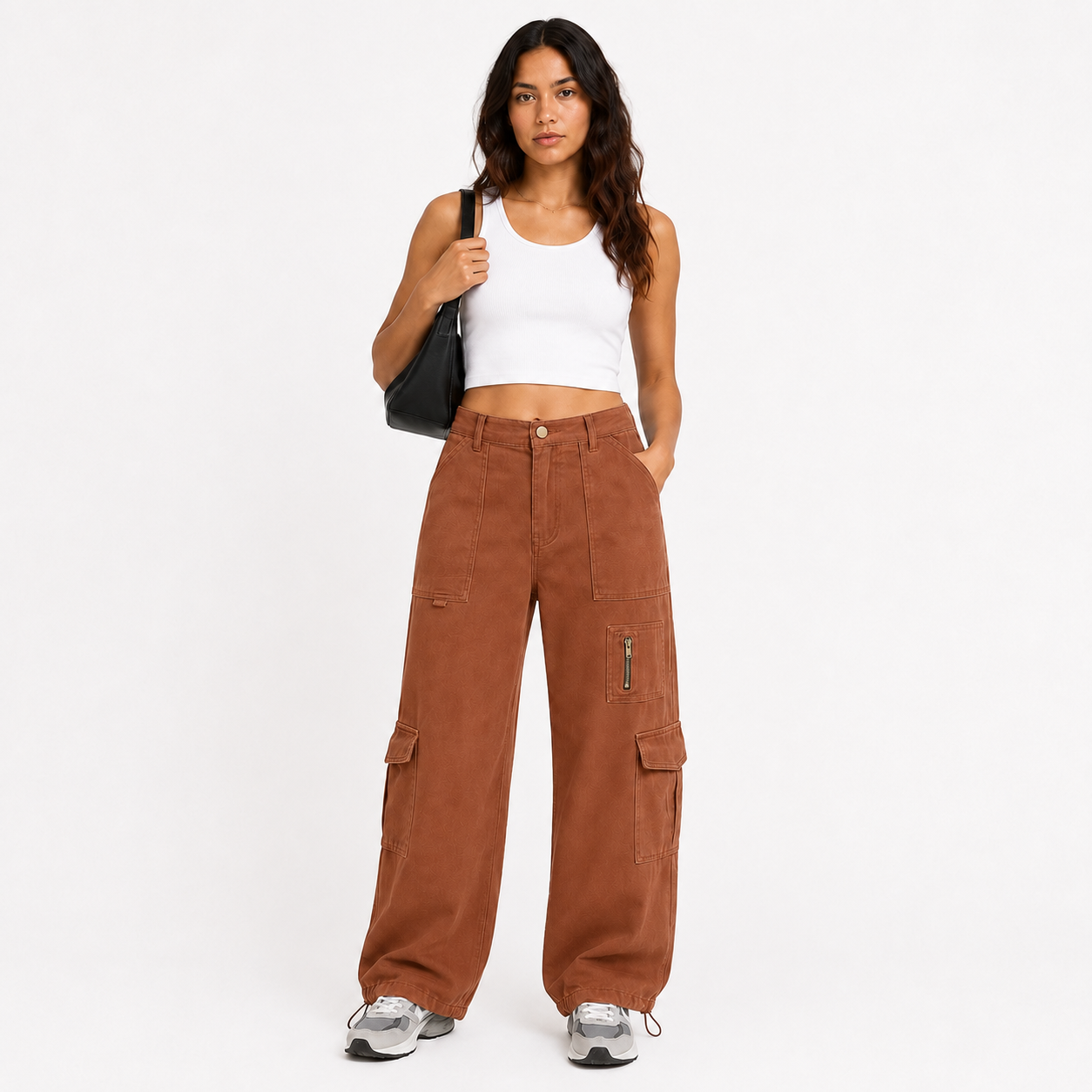 Women's cargo pants, casual trousers, elastic waistband