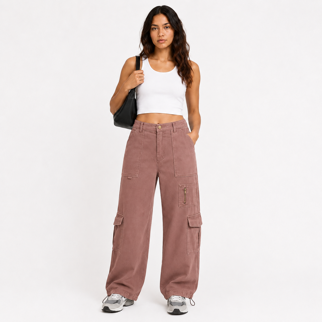 Women's cargo pants, casual trousers, elastic waistband
