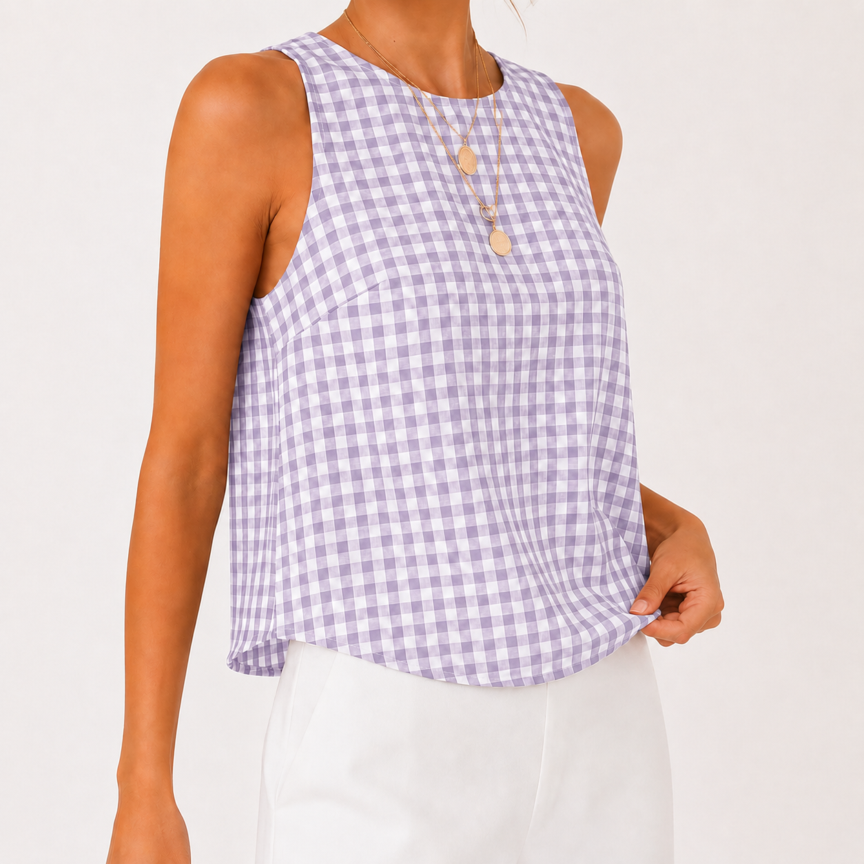 Women's plaid short-sleeved T-shirt, Spring/Summer 2026 collection