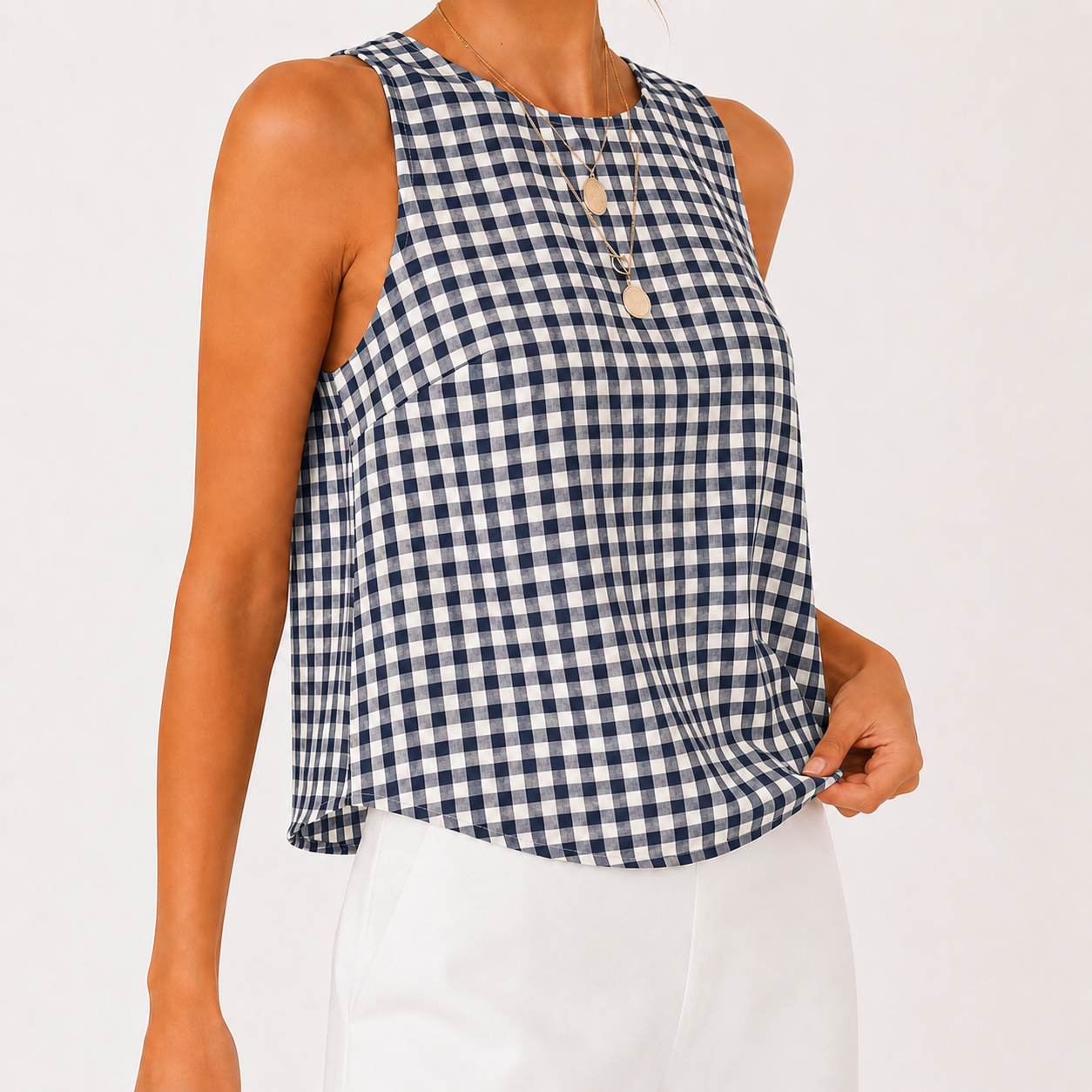 Women's plaid short-sleeved T-shirt, Spring/Summer 2026 collection