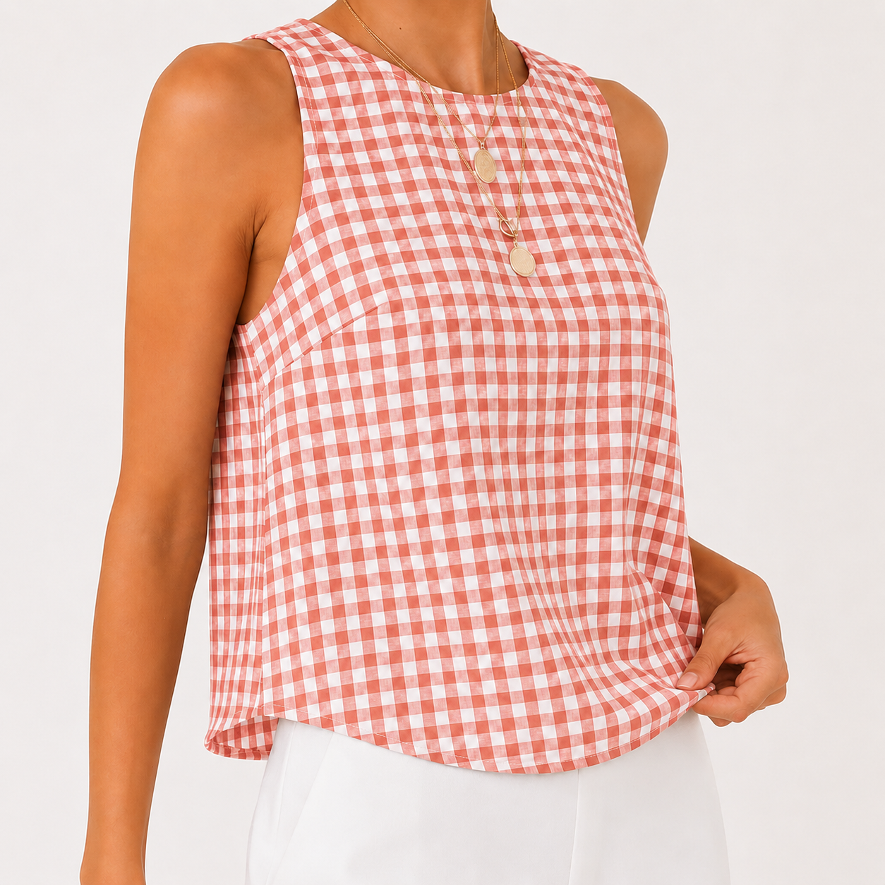 Women's plaid short-sleeved T-shirt, Spring/Summer 2026 collection