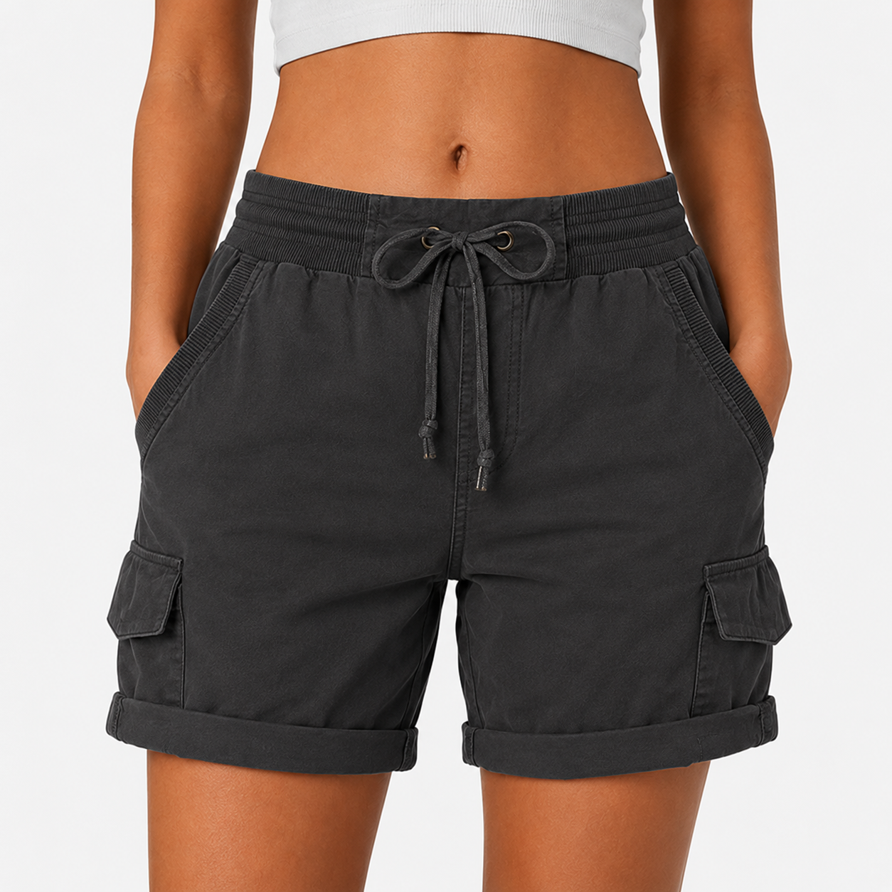 Women's Summer Cargo Shorts — Loose, High-Waisted, Casual Style