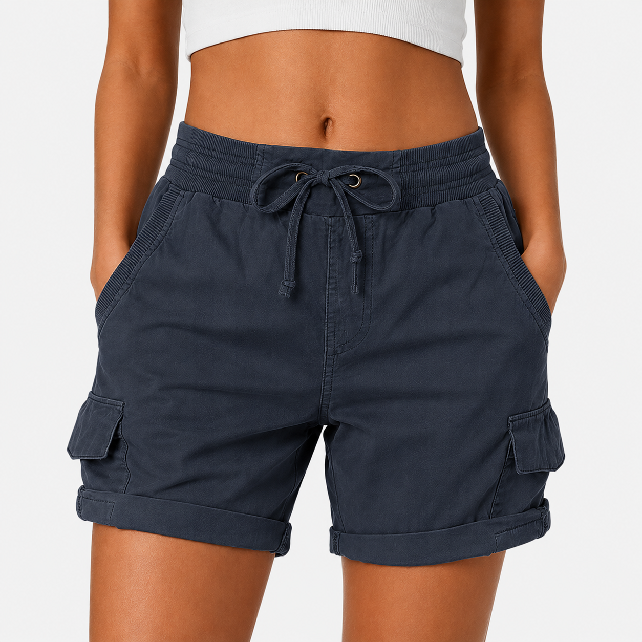Women's Summer Cargo Shorts — Loose, High-Waisted, Casual Style