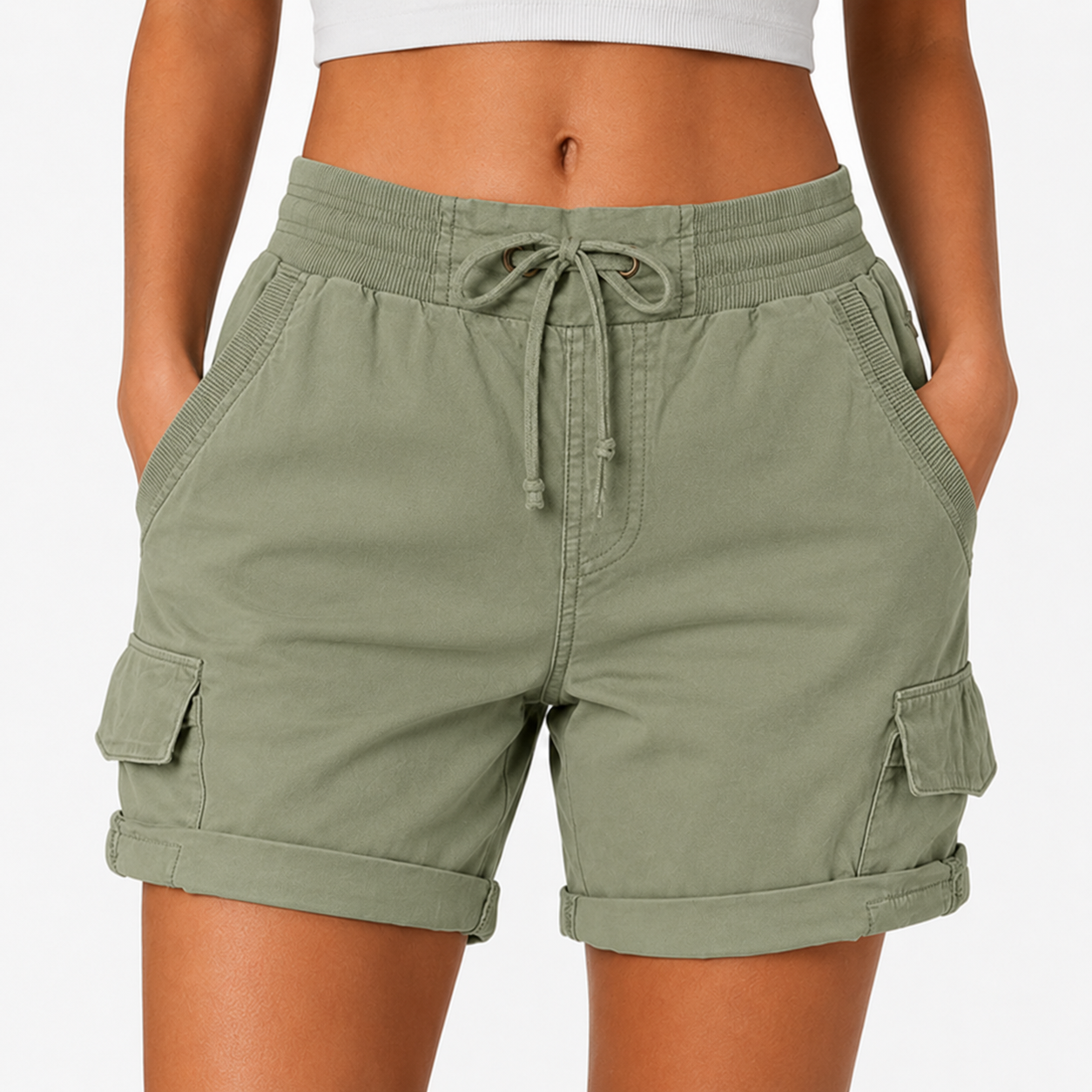 Women's Summer Cargo Shorts — Loose, High-Waisted, Casual Style