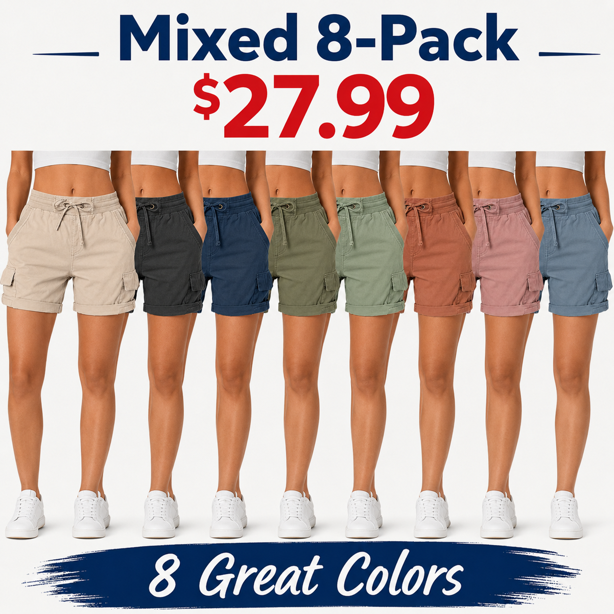 Women's Summer Cargo Shorts — Loose, High-Waisted, Casual Style