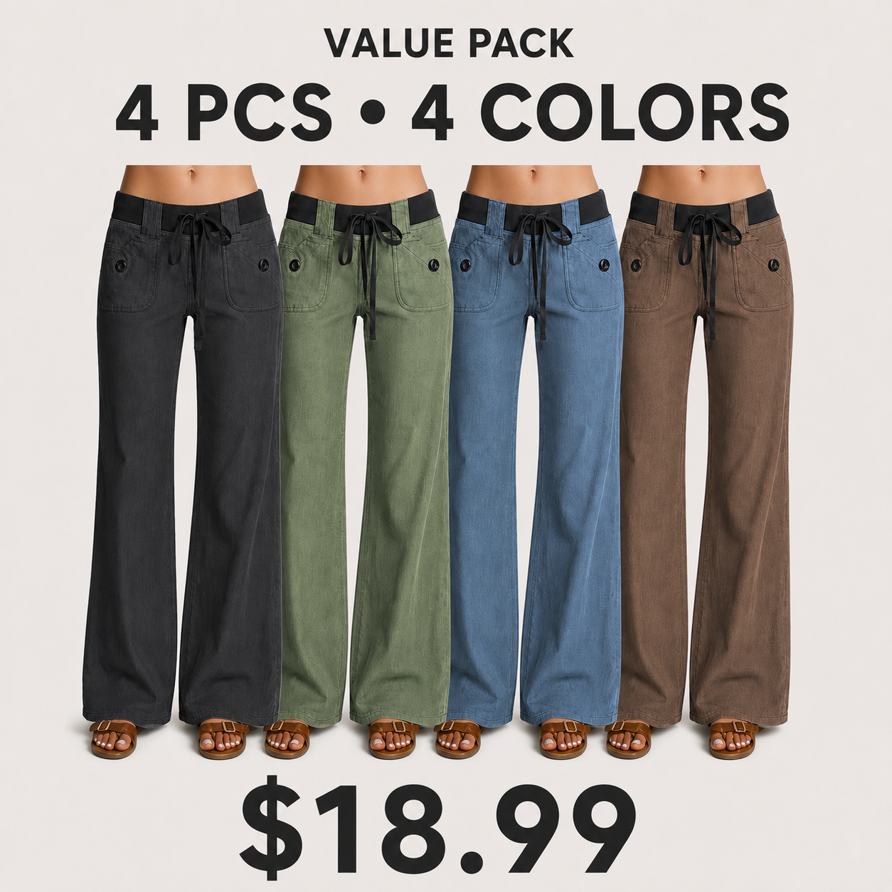 Women's low-rise wide-leg cargo pants featuring flap pockets and Y2K-style bow ties