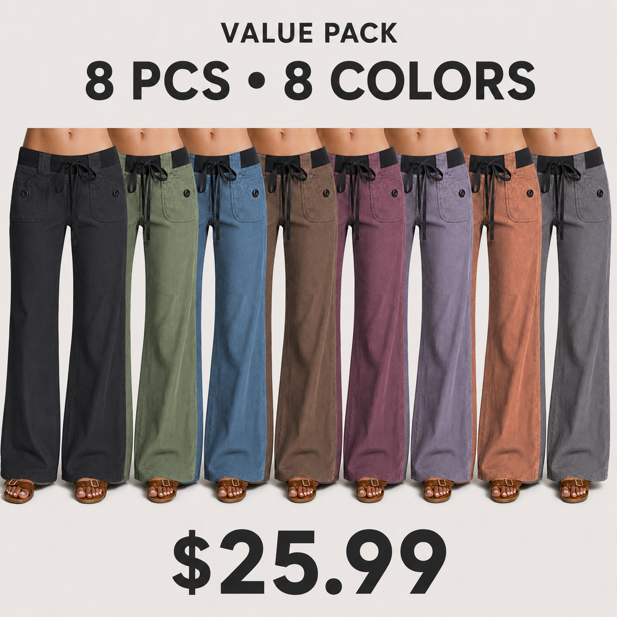 Women's low-rise wide-leg cargo pants featuring flap pockets and Y2K-style bow ties