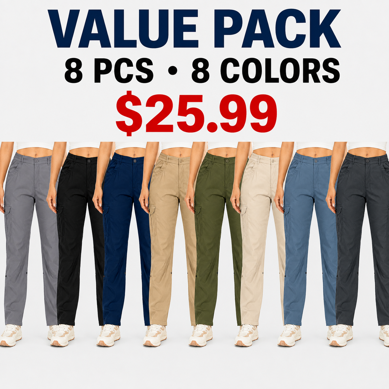Versatile 2-in-1 Hiking Cargo Pants (Unisex) — Quick-drying and water-repellent; convertible to cropped pants; suitable for fishing, outdoor adventures, and travel.