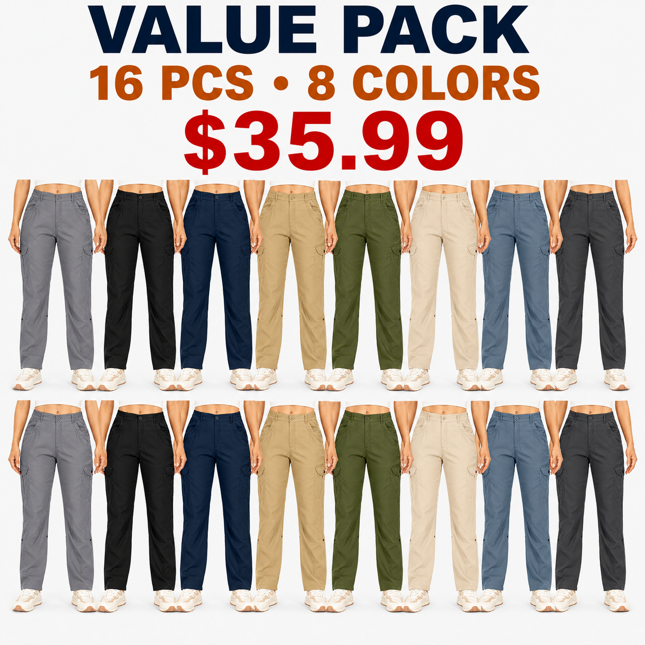 Versatile 2-in-1 Hiking Cargo Pants (Unisex) — Quick-drying and water-repellent; convertible to cropped pants; suitable for fishing, outdoor adventures, and travel.