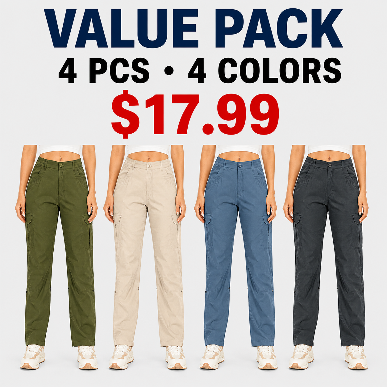 Versatile 2-in-1 Hiking Cargo Pants (Unisex) — Quick-drying and water-repellent; convertible to cropped pants; suitable for fishing, outdoor adventures, and travel.