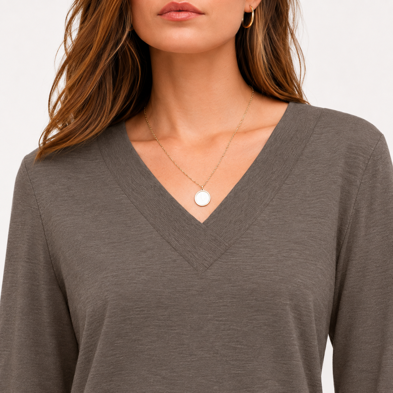 Women's Long-Sleeve V-Neck Top – A soft, comfortable, and skin-friendly basic | Autumn top, women's top, soft fabric