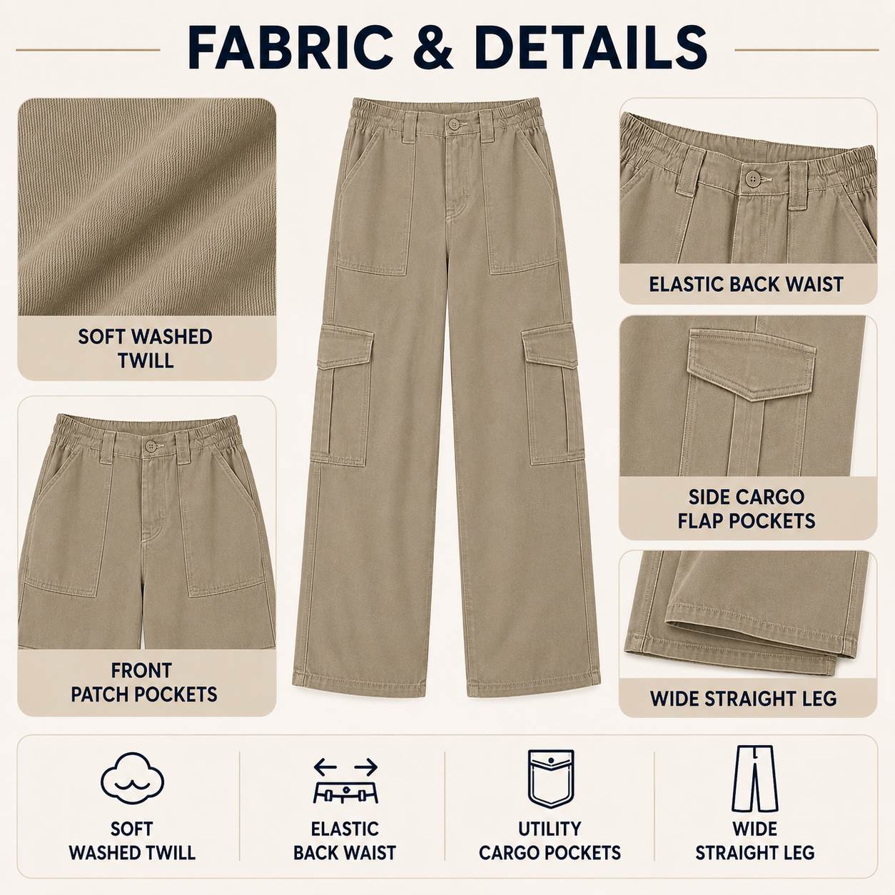 ⚡FINAL SALE⚡- 8 PACK  Women's High-Waisted Loose-Fit Stretch Wide-Leg Cargo Pants