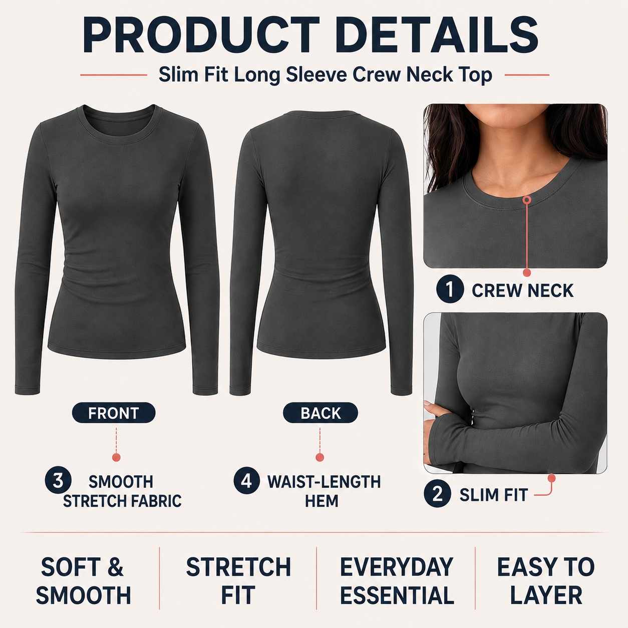 Fashion Queen Women's Long-Sleeve Cotton Shirt