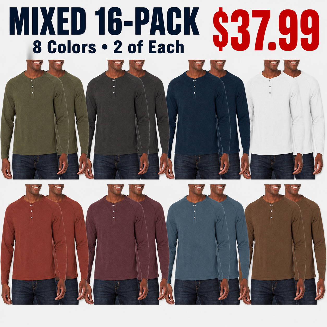 Curated Selection of Men's Long-Sleeve Henley Shirts