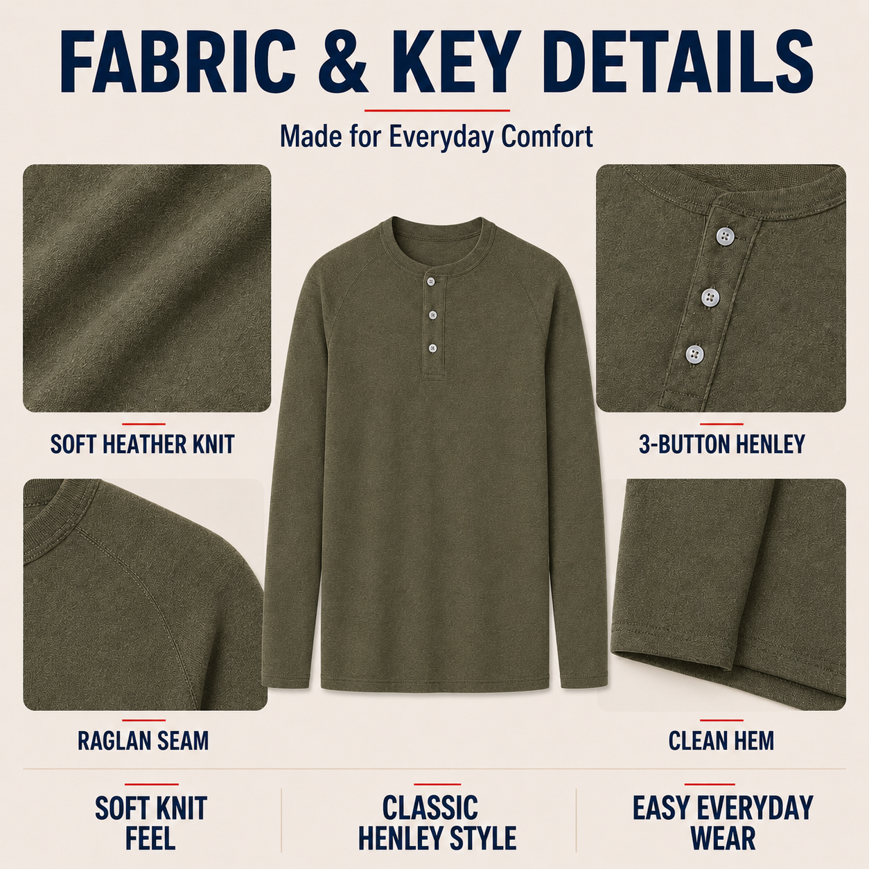 Curated Selection of Men's Long-Sleeve Henley Shirts