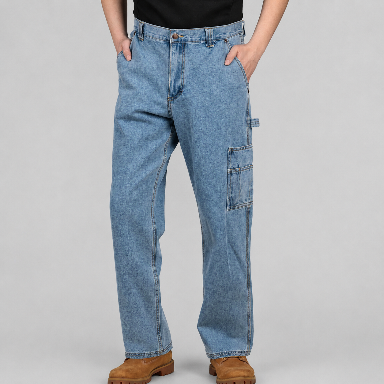 Jeans de trabajo de carpintero resistentes para hombre, mezclilla de algodón con múltiples bolsillos utilitarios y lazo para martillo
