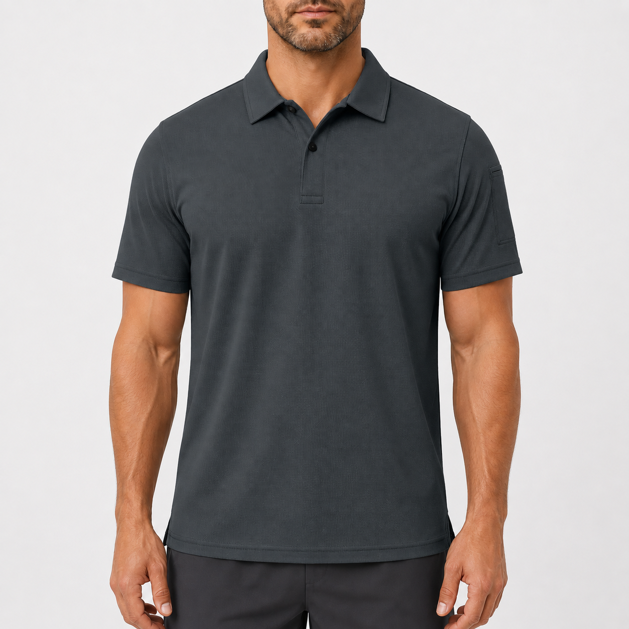 Men's Polo Shirt, quick-dry, short-sleeve, high-performance tactical pique fabric.
