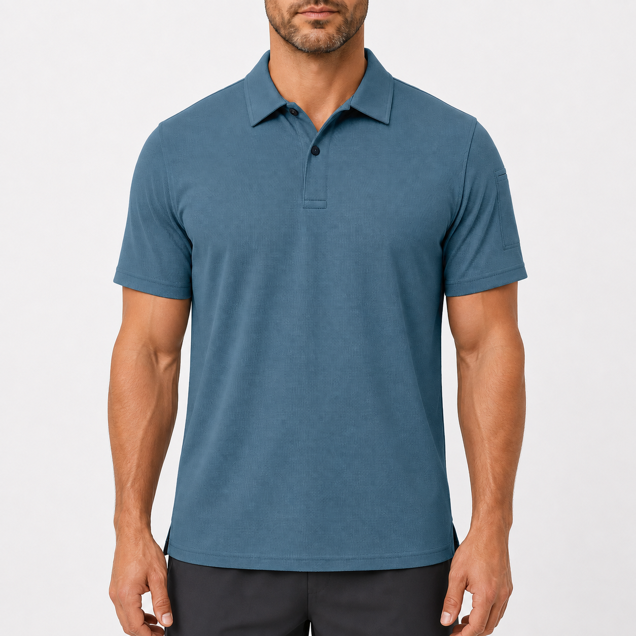 Men's Polo Shirt, quick-dry, short-sleeve, high-performance tactical pique fabric.