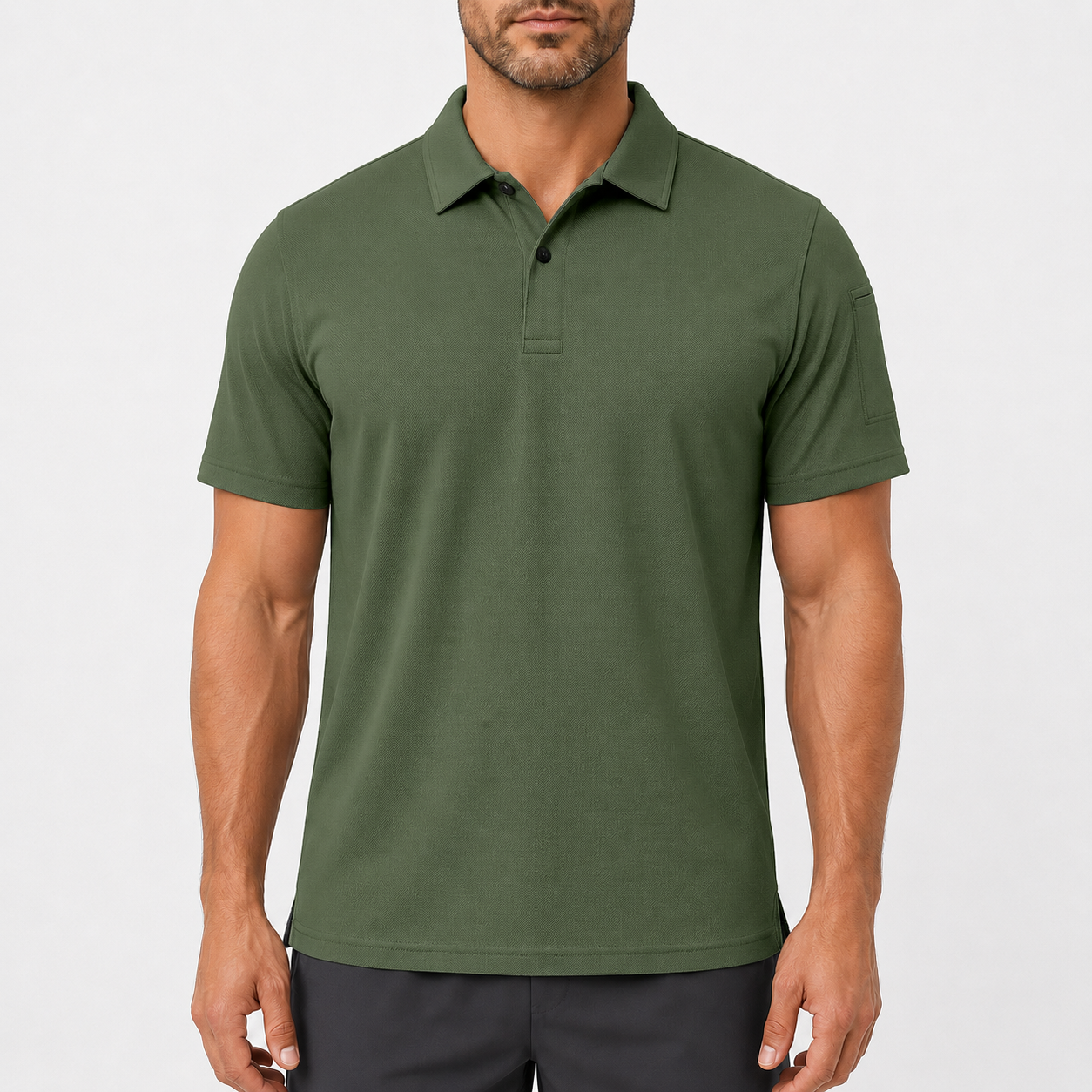 Men's Polo Shirt, quick-dry, short-sleeve, high-performance tactical pique fabric.