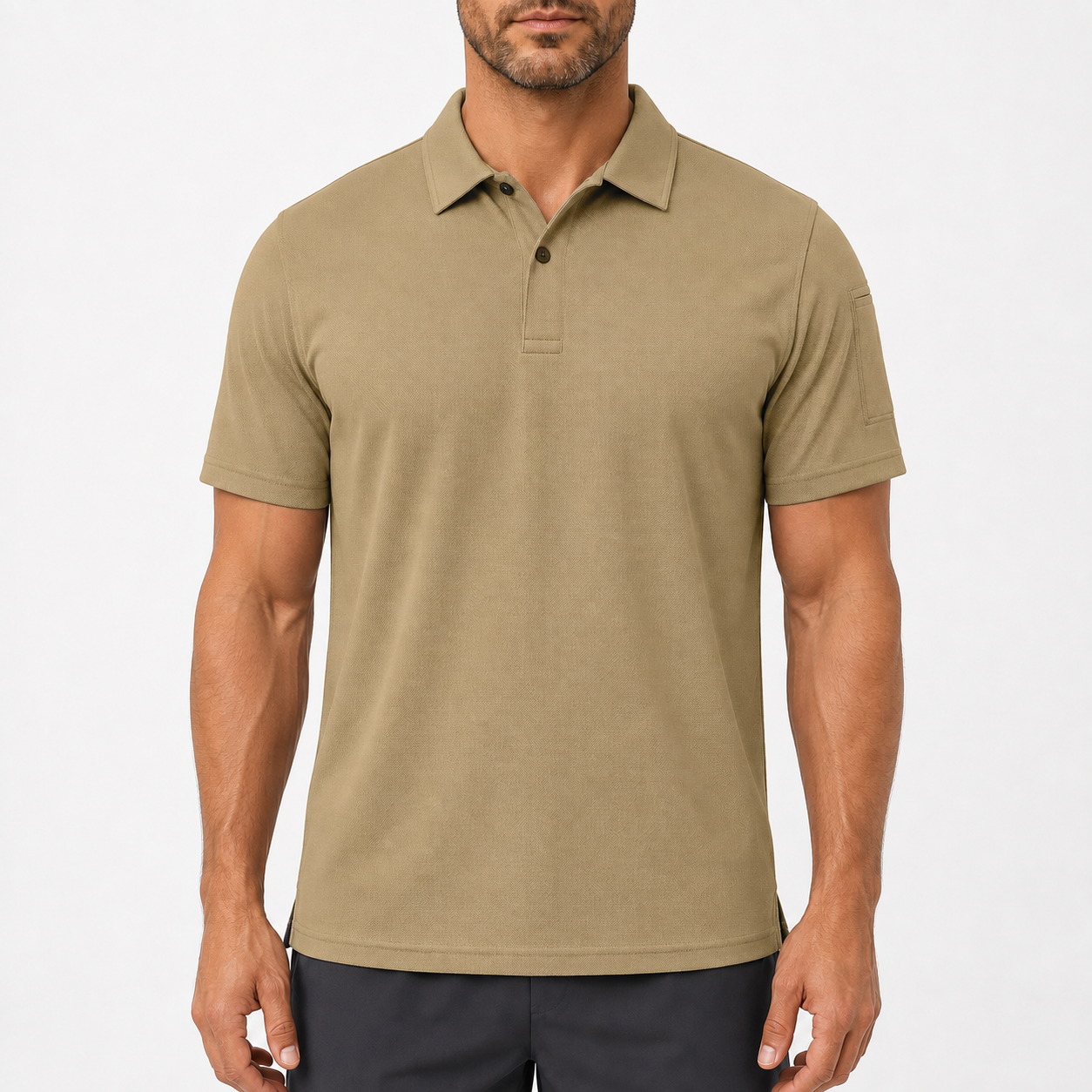 Men's Polo Shirt, quick-dry, short-sleeve, high-performance tactical pique fabric.