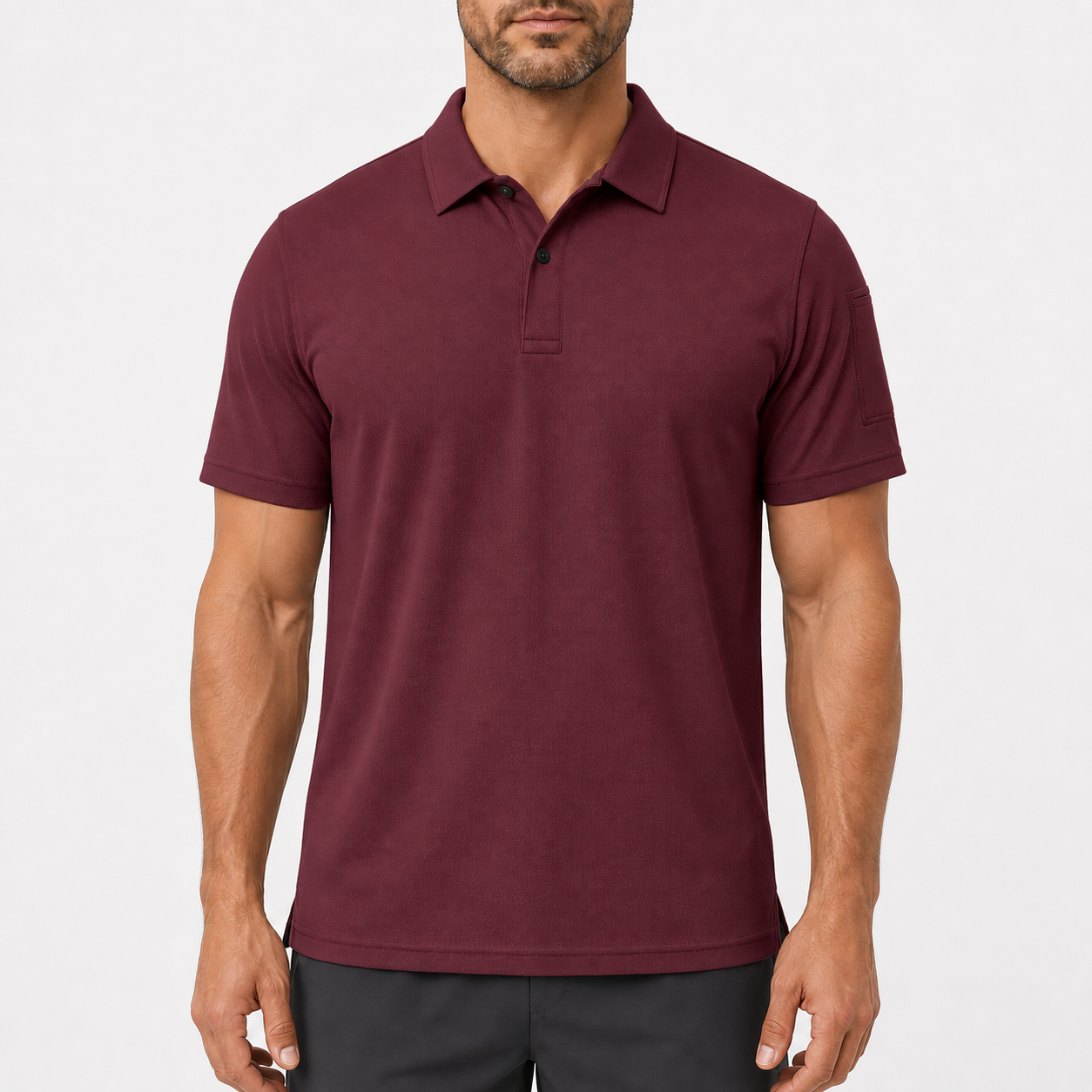 Men's Polo Shirt, quick-dry, short-sleeve, high-performance tactical pique fabric.