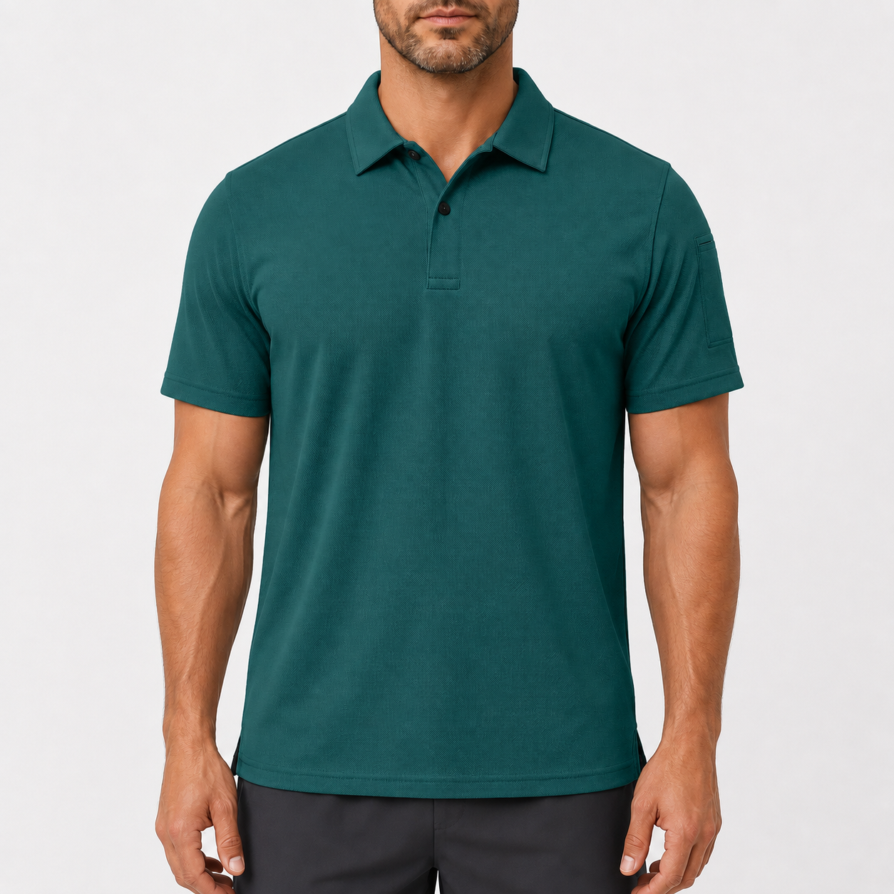 Men's Polo Shirt, quick-dry, short-sleeve, high-performance tactical pique fabric.