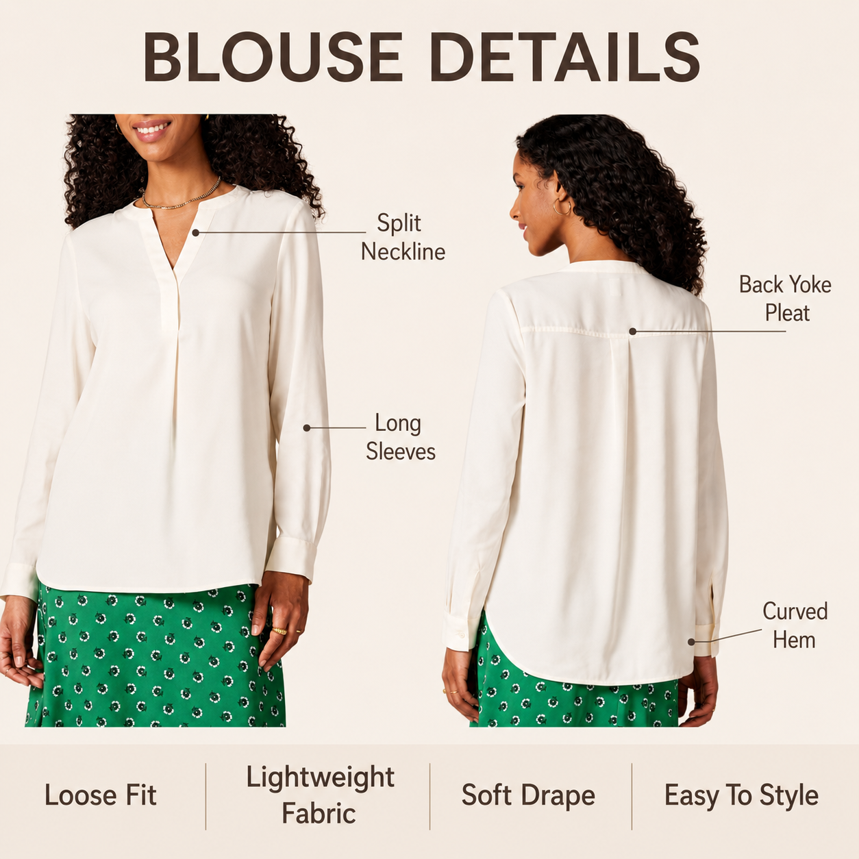 Women's Loose Long-Sleeve Georgette Shirt