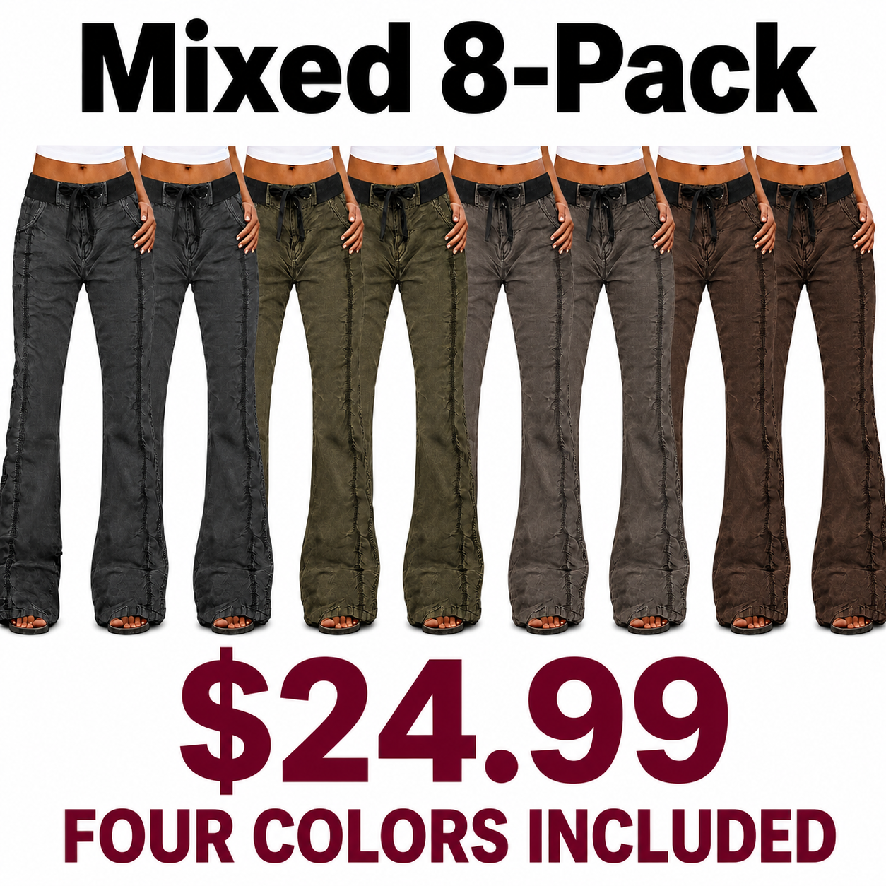 Women's Straight-Leg Pants (8-Pack) – Casual & Practical Style – Limited Time Offer (This Month Only)