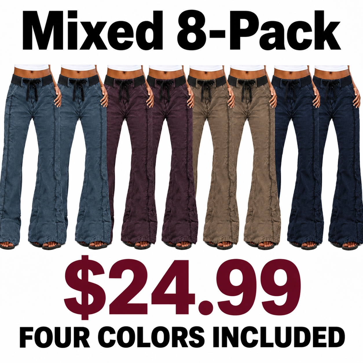 Women's Straight-Leg Pants (8-Pack) – Casual & Practical Style – Limited Time Offer (This Month Only)