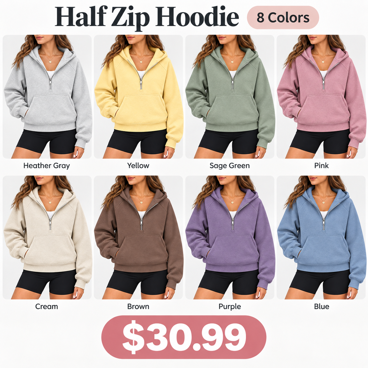 Women's half-zip hoodie, casual and comfortable, new arrival for Fall 2026.