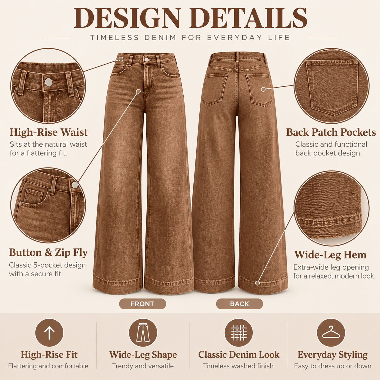 Women's Loose Straight Leg Jeans with Pockets, Comfortable and Fashionable, Perfect for Daily Wear, Versatile Casual Style