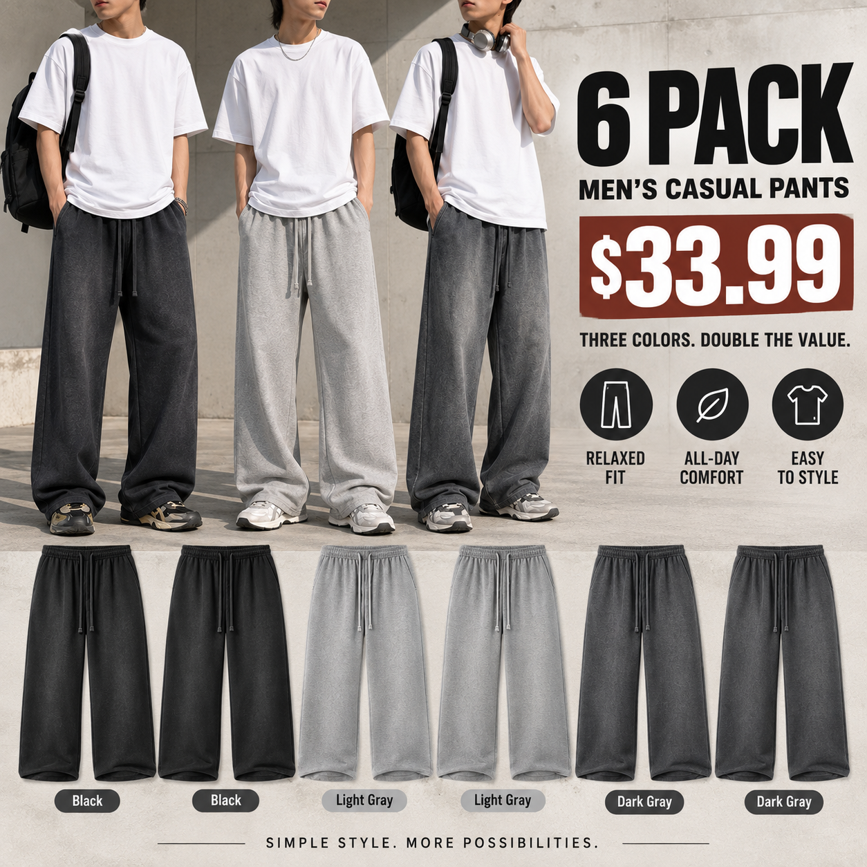 Men's Washed Fleece Oversized Sweatpants
