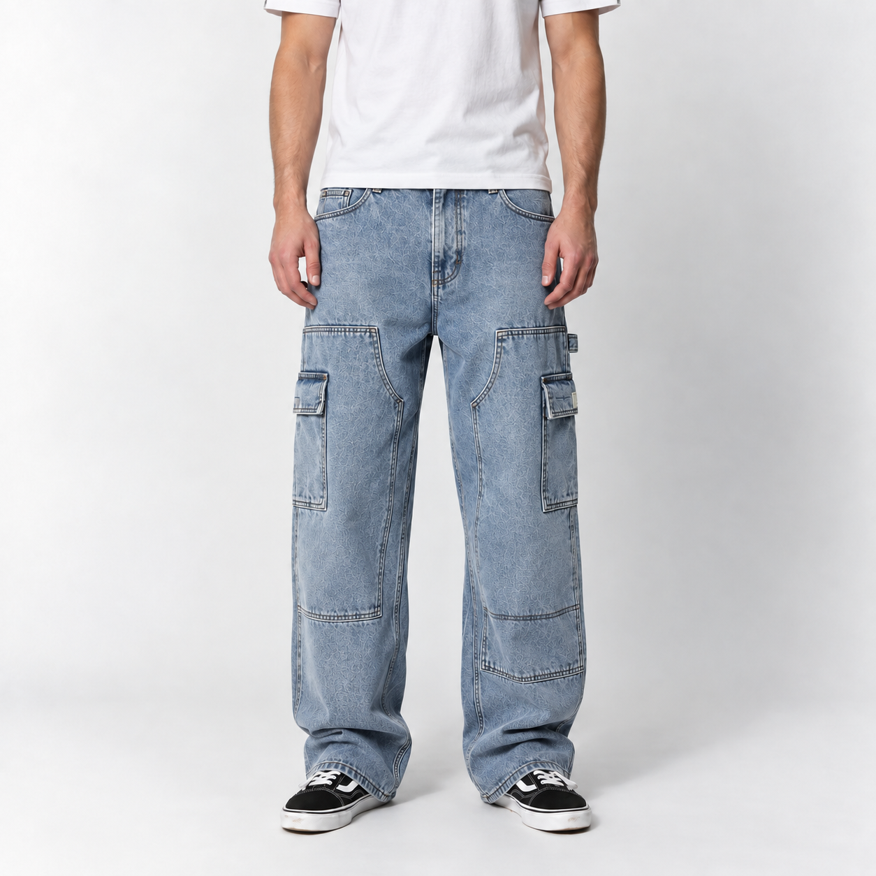 Men's loose-fit jeans, utility style, washed black