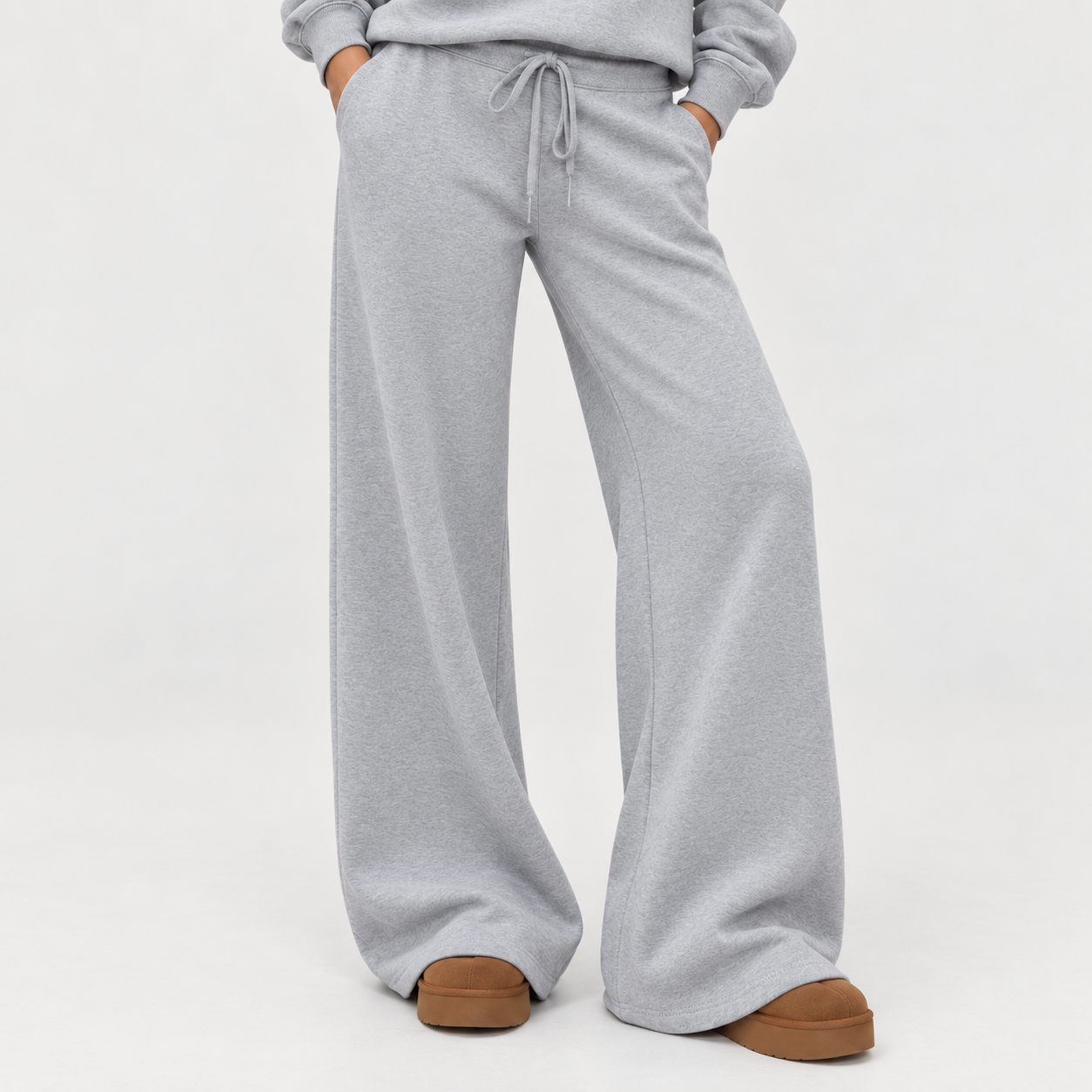 Women's off-shoulder long-sleeve jumpsuit set, two-piece outfit, basic autumn activewear set.